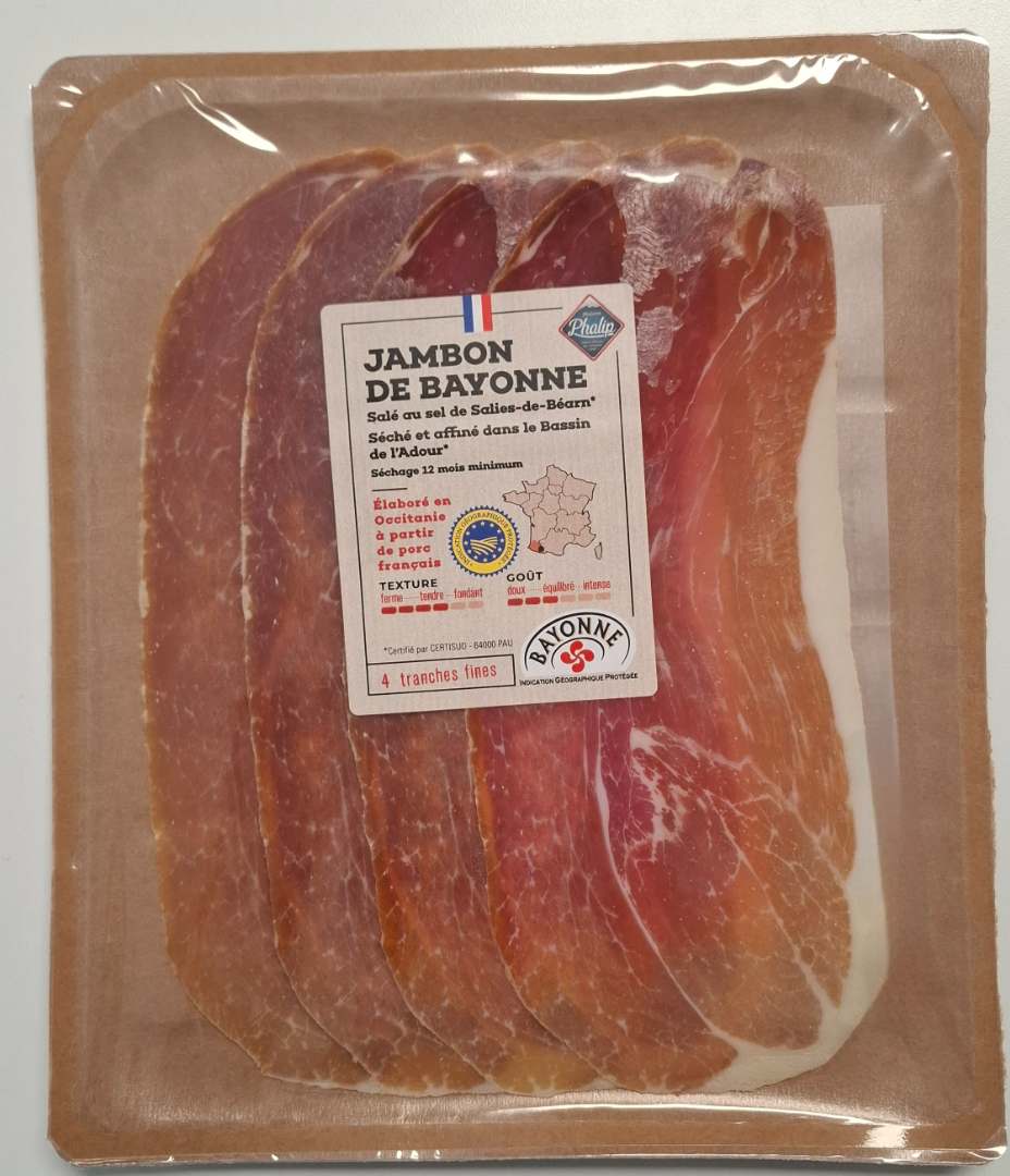 Jambon de bayonne IGP - 4 tranches 80g 12 mois Maison Phalip : photo du produit rappelé le 26/08/2026