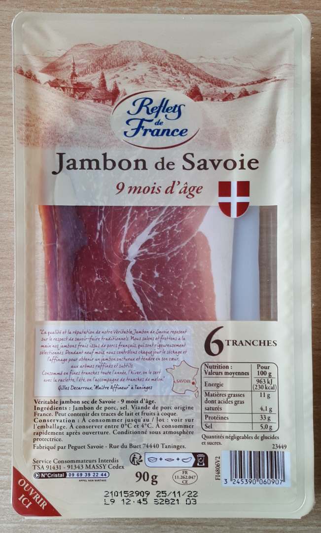 Jambon de savoie Reflets de France : photo du produit rappelé le 25/03/2023