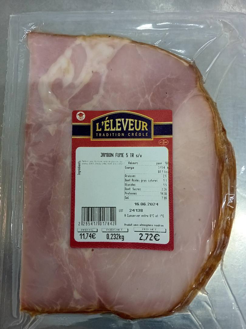 Jambon fumé ls L'Eleveur : photo du produit rappelé le 17/06/2024