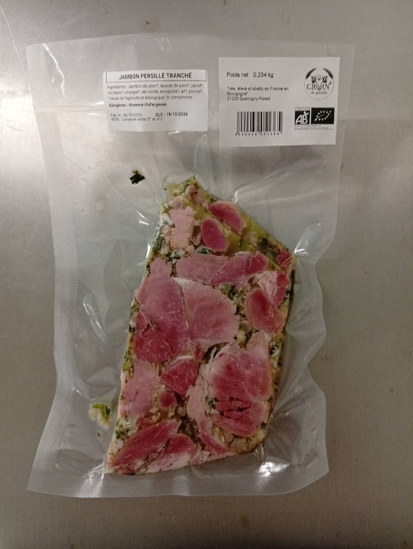 Jambon persillé tranché Un Groin de Paradis : photo du produit rappelé le 19/10/2026