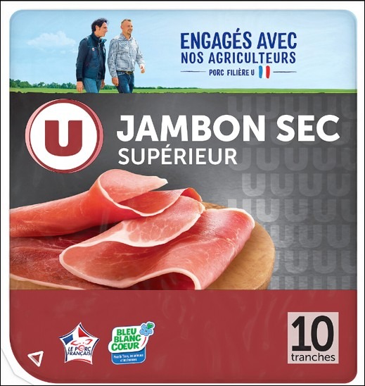 Jambon sec supérieur u 10 tranches 200 g : photo du produit rappelé le 25/09/2026