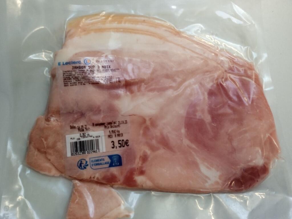 Jambon superieur 3 noix avec couenne : photo du produit rappelé le 14/09/2023