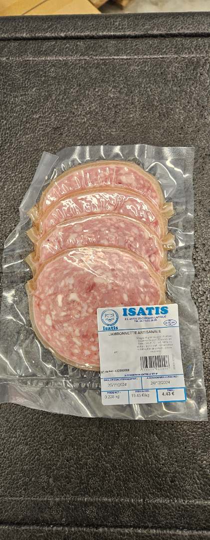 Jambonnette artisanale Isatis : photo du produit rappelé le 27/11/2024