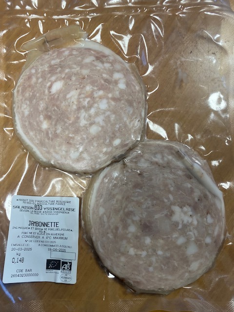 Jambonnette en tranches Salaison Charcuterie BIO Yssingelaise : photo du produit rappelé le 21/03/2025