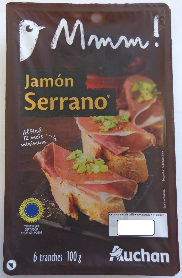 Jamon serrano MMM! : photo du produit rappelé le 31/03/2021