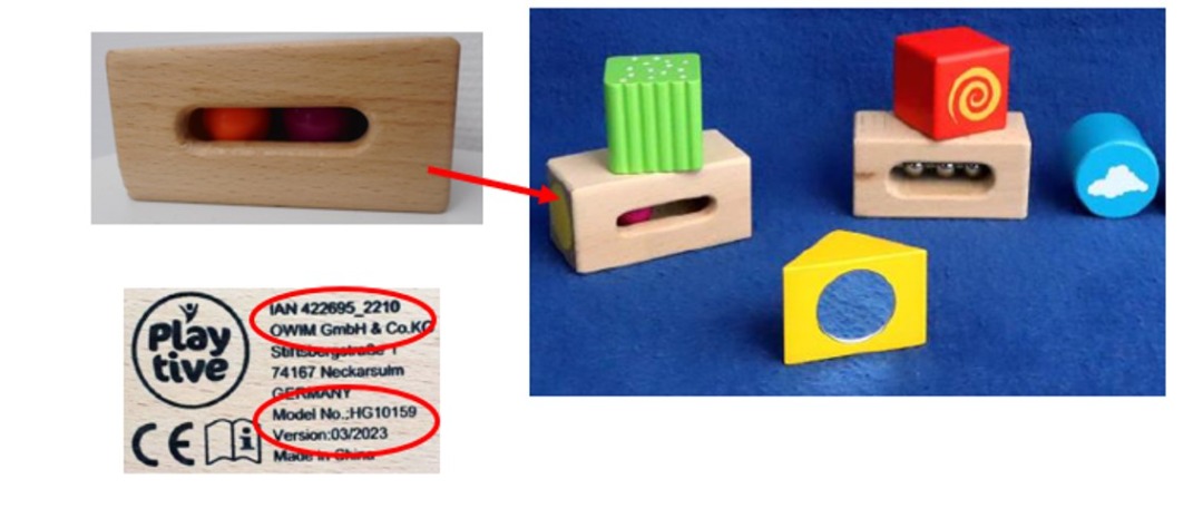 Jeu d’encastrement mains / blocs montessori Playtive : photo du produit rappelé le 05/01/2024