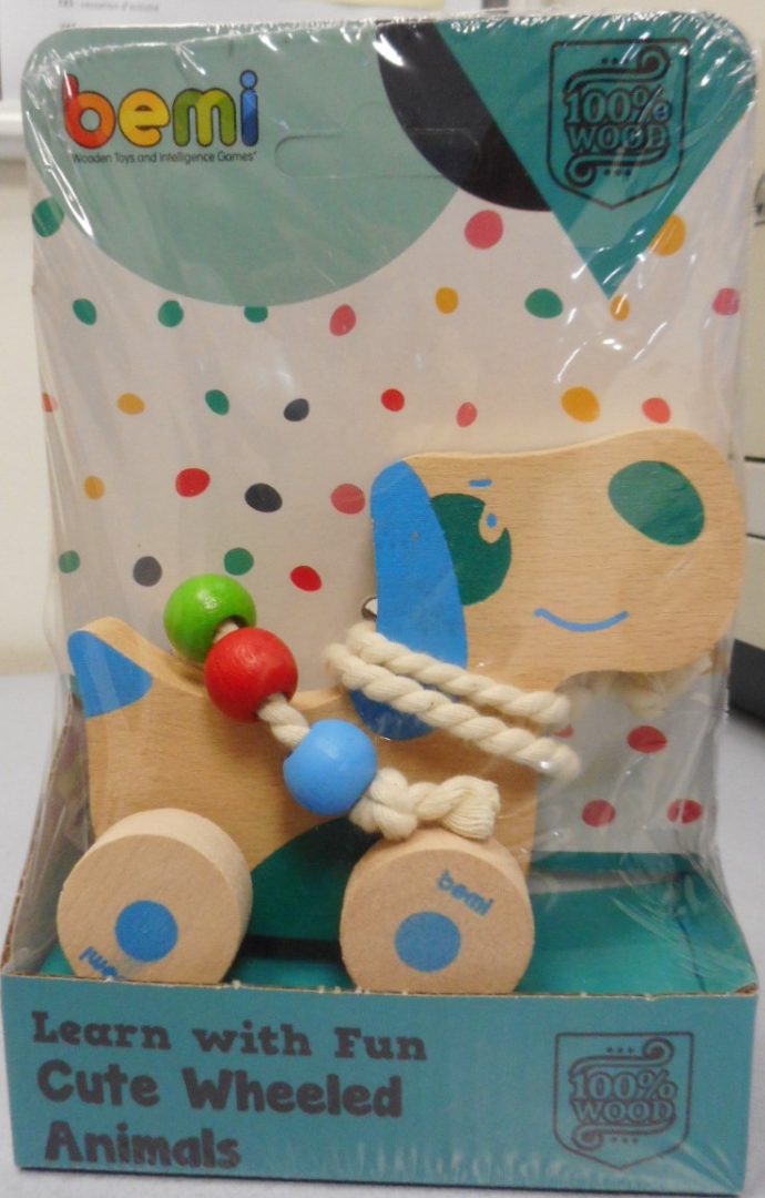 Jouets en bois à tirer cute wheeled animals Bemi : photo du produit rappelé le 29/08/2022