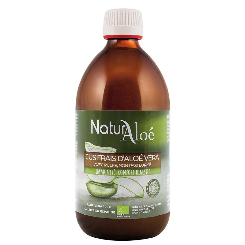Jus frais d'aloe vera avec pulpe non pasteurisé Naturaloe : photo du produit rappelé le 28/06/2022