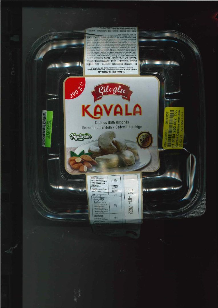 Kavala cookies with almonds (cookies à l'amande) Ciloglu : photo du produit rappelé le 28/05/2021