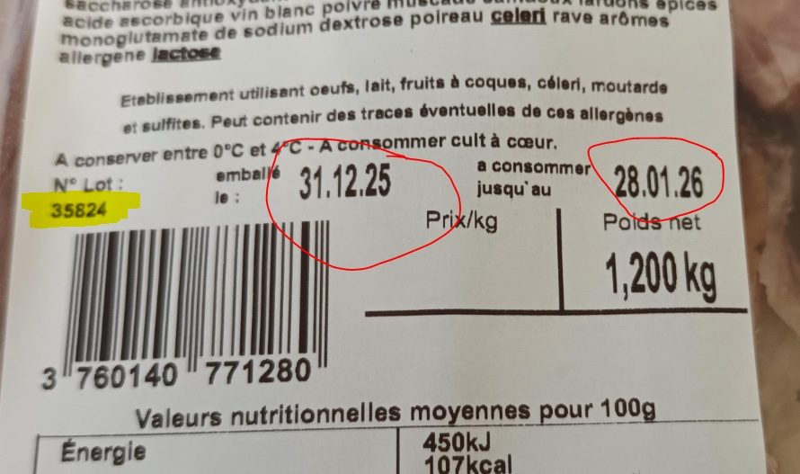 Kit choucroute 2 personnes Au Fume Campagnard : photo 2 sur 2 du produit rappelé le 15/01/2025