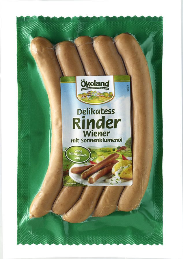 Knack de bœuf (~4-5pcs) sb delikatess rinder-wiener - 5 st Ökoland : photo du produit rappelé le 28/05/2021