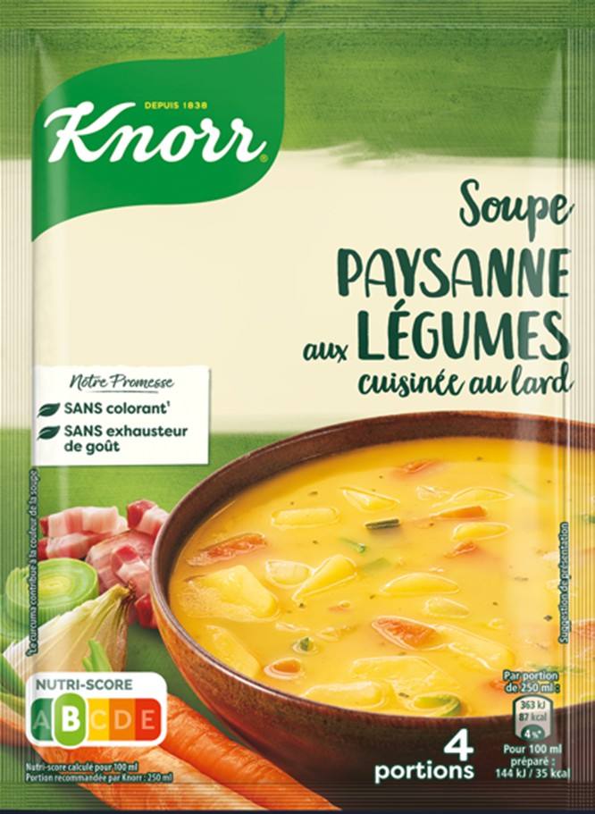 Knorr soupe paysanne aux légumes cuisinée au lard : photo du produit rappelé le 08/11/2025