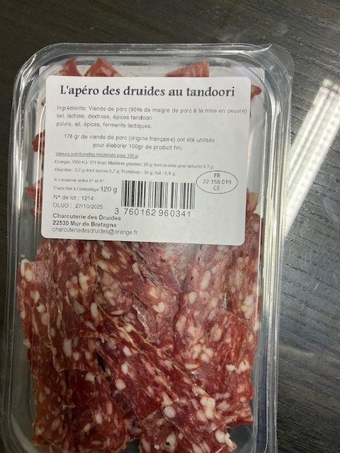 L'apéro des druides - saucisson tandoori Régis Sénan : photo 2 sur 2 du produit rappelé le 08/08/2025