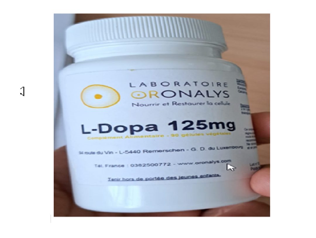 L-dopa 125mg du laboratoire oronalys : photo du produit rappelé le 22/11/2023