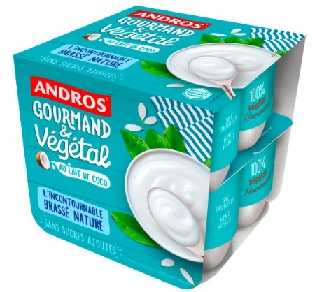 L'incontournable brassé nature au lait de coco Andros Gourmand & Vegetal : photo du produit rappelé le 29/08/2025