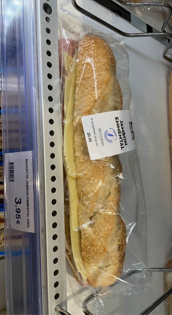 La baguette jambon emmental Monoprix : photo 2 sur 2 du produit rappelé le 17/05/2022