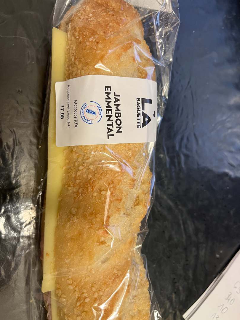 La baguette jambon emmental Monoprix : photo 2 sur 2 du produit rappelé le 17/05/2022