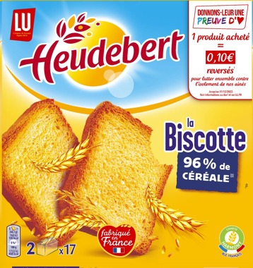 La biscotte (96% de céréale) Lu - Heudebert : photo du produit rappelé le 12/08/2022