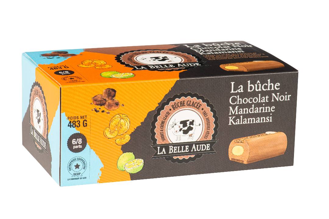 La bûche chocolat noir, mandarine kalamansi, la bûche La Belle Aude : photo du produit rappelé le 26/10/2021