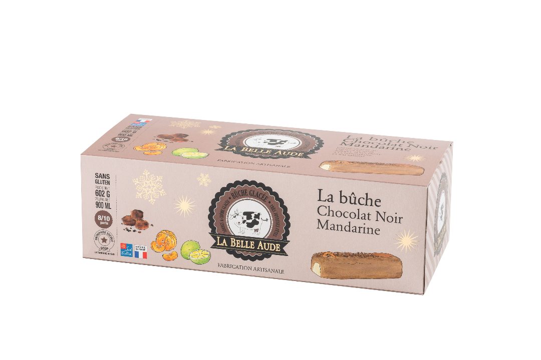 La bûche chocolat, noisette pralinée, la bûche chocolat noir La Belle Aude : photo 2 sur 5 du produit rappelé le 26/10/2021