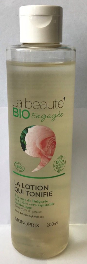 La lotion qui tonifie La Beaute BIO Engagee : photo du produit rappelé le 22/06/2022
