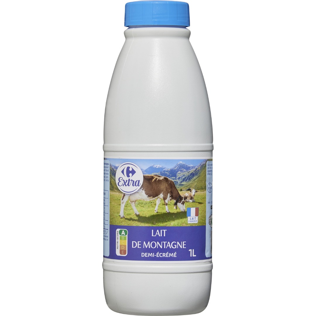 Lait de montagne demi ecreme Carrefour Extra : photo du produit rappelé le 20/08/2025