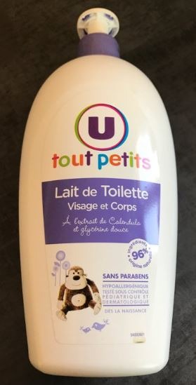 Lait de toilette bébé U Tout Petits : photo du produit rappelé le 28/03/2023