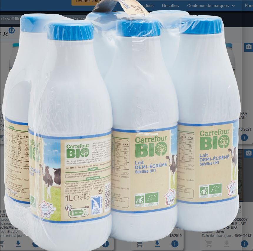 Lait demi ecreme bio uht 1l Carrefour BIO : photo du produit rappelé le 12/11/2024