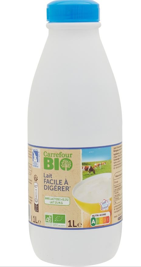 Lait facile à digérer* bio Carrefour BIO : photo 2 sur 2 du produit rappelé le 12/11/2024