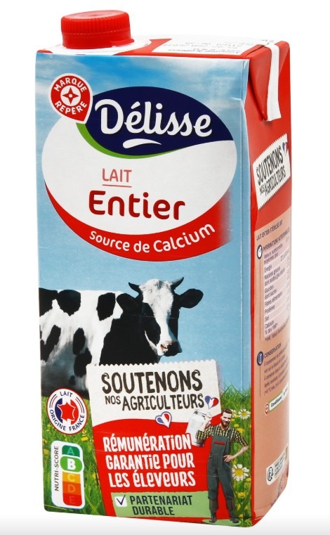 Lait uht entier en brique - 6 x 1l Delisse : photo du produit rappelé le 25/07/2025