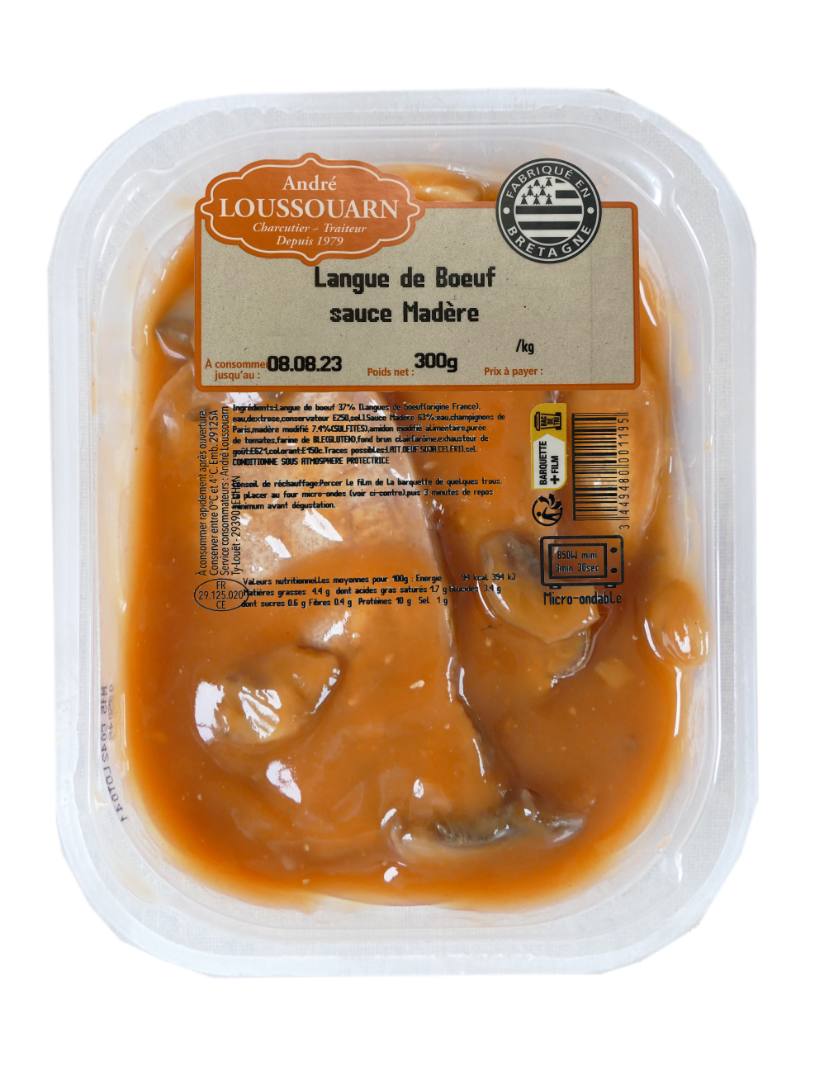 Langue de boeuf sauce madere Andre Loussouarn : photo 2 sur 4 du produit rappelé le 01/08/2023