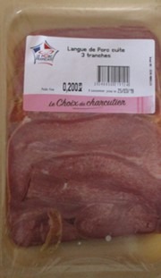 Langue de porc (3 tranches) 200 g Le Choix du Charcutier : photo du produit rappelé le 16/10/2024