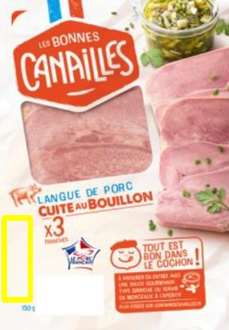 Langue de porc cuite gelée 3 tranches 150g Les Bonnes Canailles : photo du produit rappelé le 09/06/2023