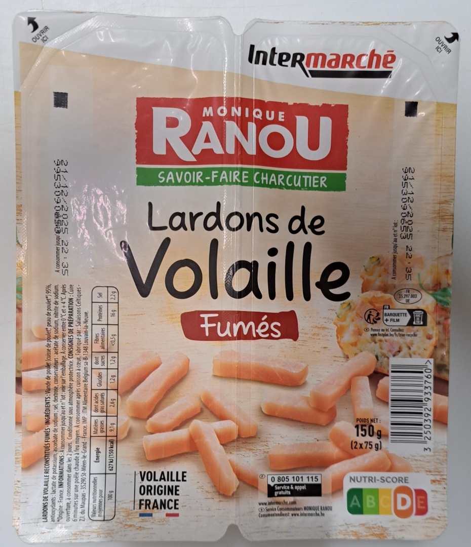 Lardons de volaille fumés Ranou : photo du produit rappelé le 18/11/2025