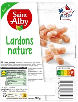 Lardons nature 180 g Saint Alby : photo du produit rappelé le 21/05/2025
