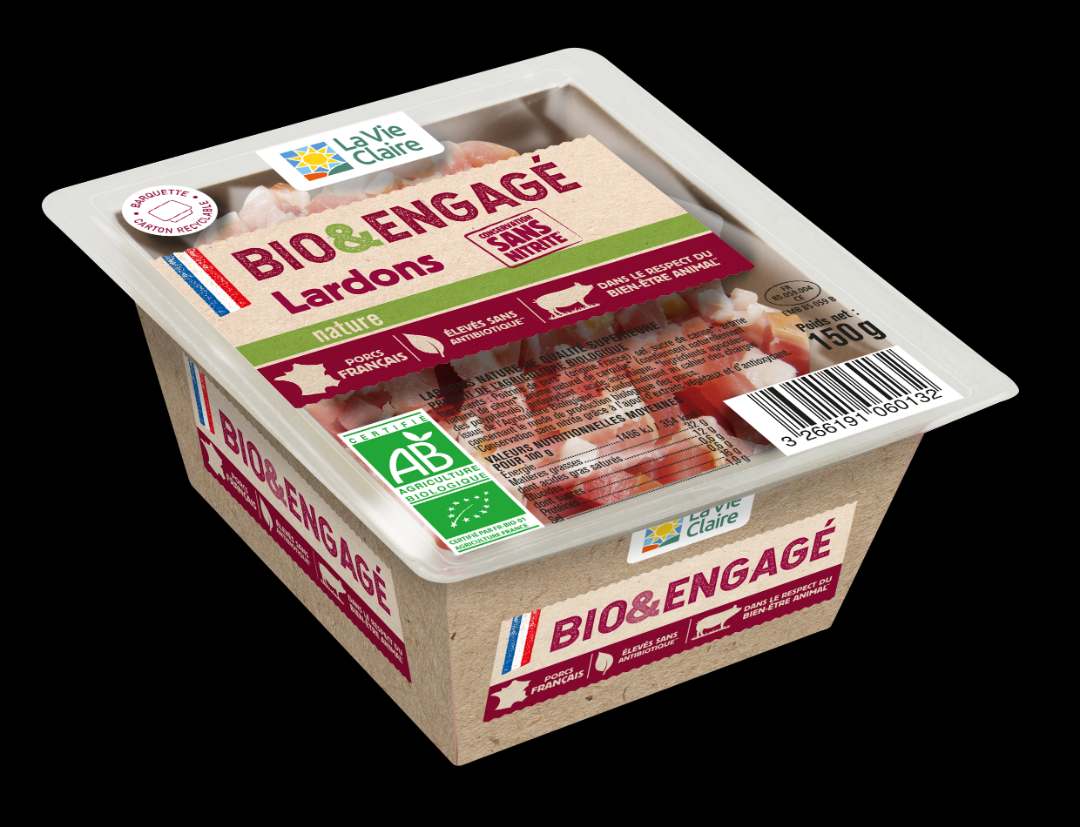 Lardons sans nitrite 150g La Vie Claire : photo 2 sur 2 du produit rappelé le 12/08/2022