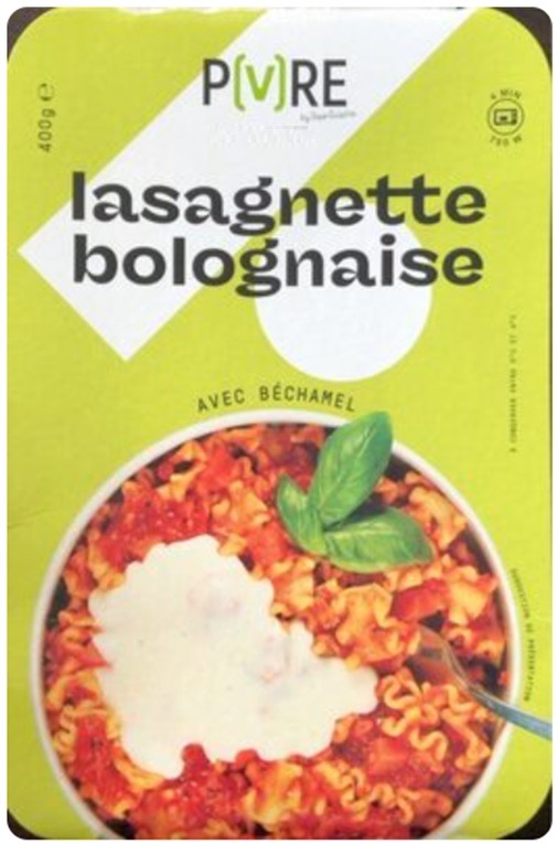 Lasagnette bolognaise avec béchamel 400g P[v]re : photo du produit rappelé le 05/10/2023