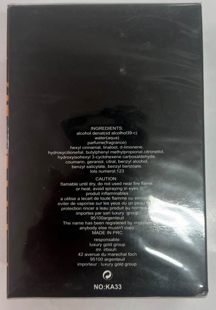 Laxuria pour homme eau de toilette : photo 2 sur 2 du produit rappelé le 09/06/2023