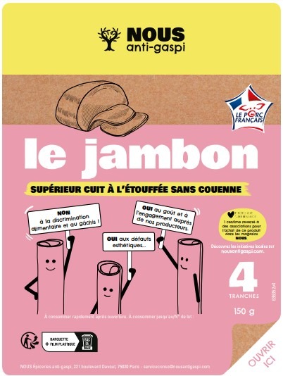 Le jambon supérieur cuit à l'étouffée sans couenne Nous Anti-Gaspi : photo du produit rappelé le 06/03/2024