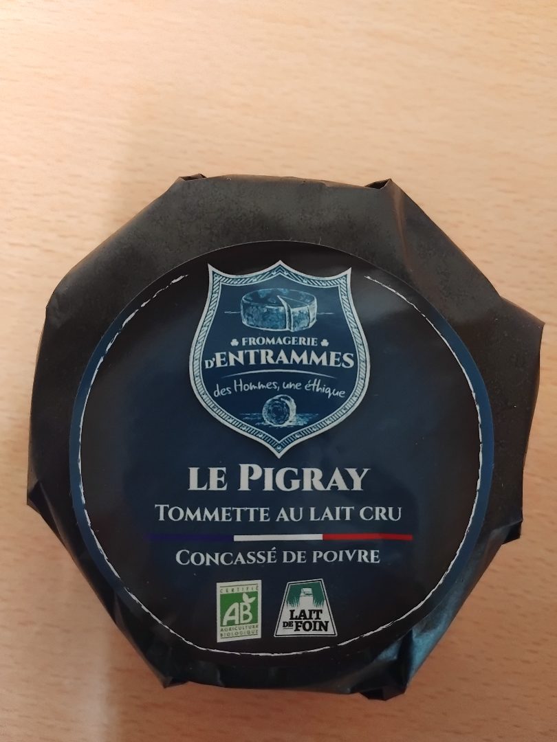 Le pigray tommette au lait cru concasse de poivre Fromagerie d'Entrammes : photo du produit rappelé le 24/03/2026