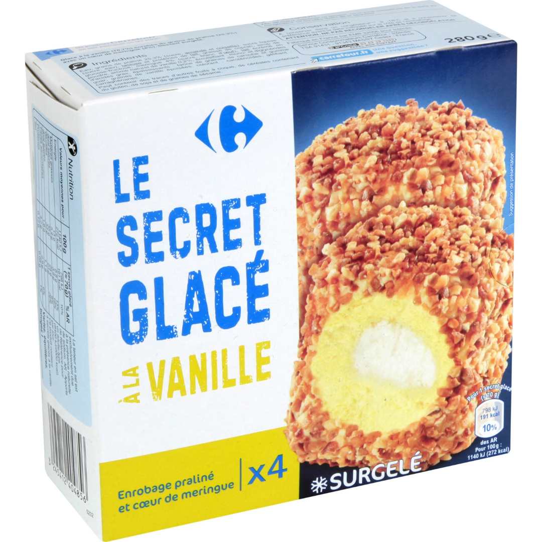 Le secret glacé à la vanille x4 Carrefour : photo du produit rappelé le 23/07/2021