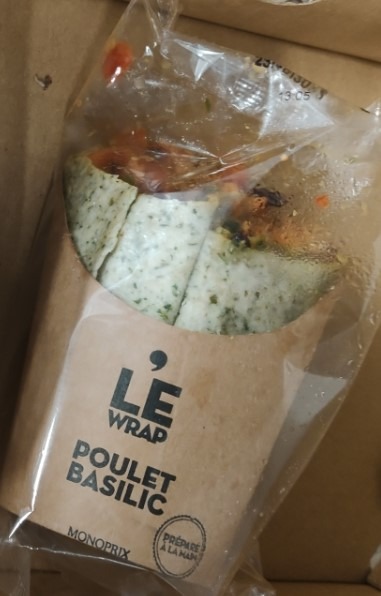 Le wrap poulet basilic Monoprix : photo du produit rappelé le 20/10/2022