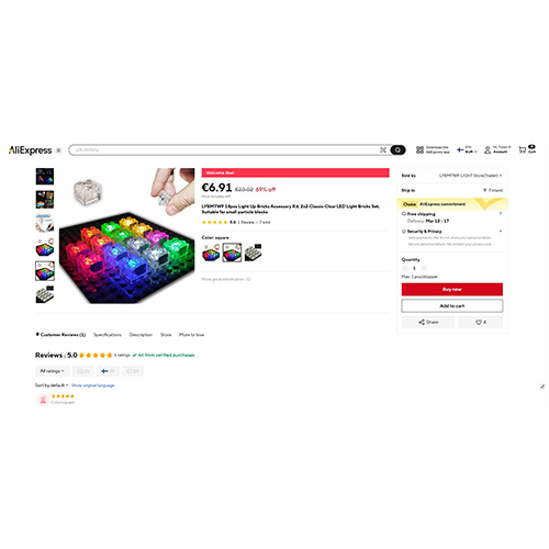 Led light bricks set ensemble de briques de jouet : photo du produit rappelé le 20/10/2025