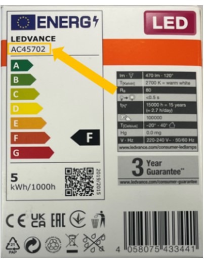 Led star gx53 Osram : photo 3 sur 4 du produit rappelé le 08/01/2026