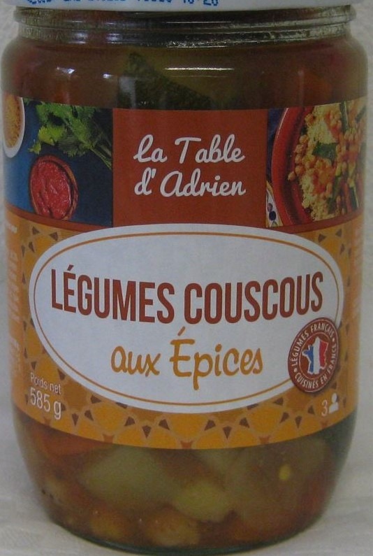 Légumes couscous aux épices La Table d'Adrien : photo du produit rappelé le 04/10/2021