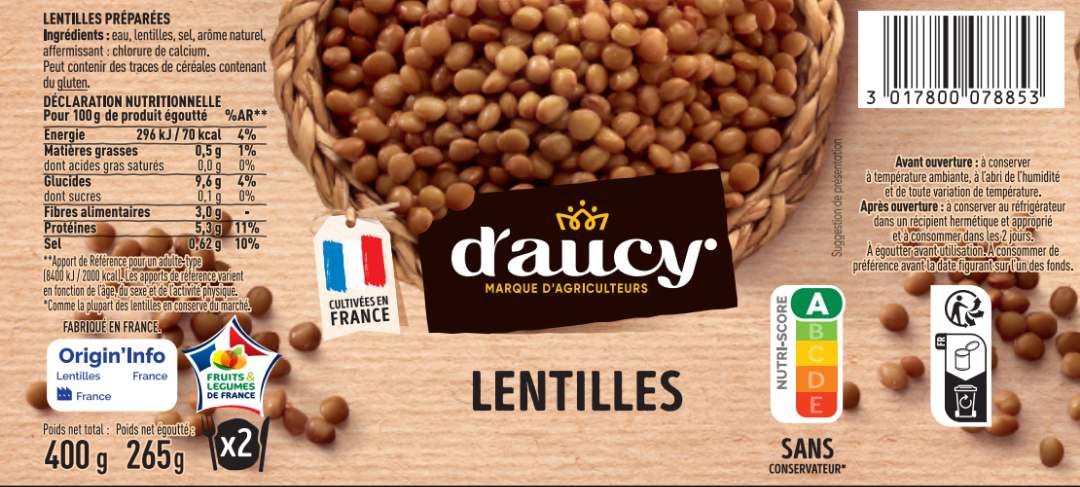 Lentilles D'Aucy : photo du produit rappelé le 25/06/2026