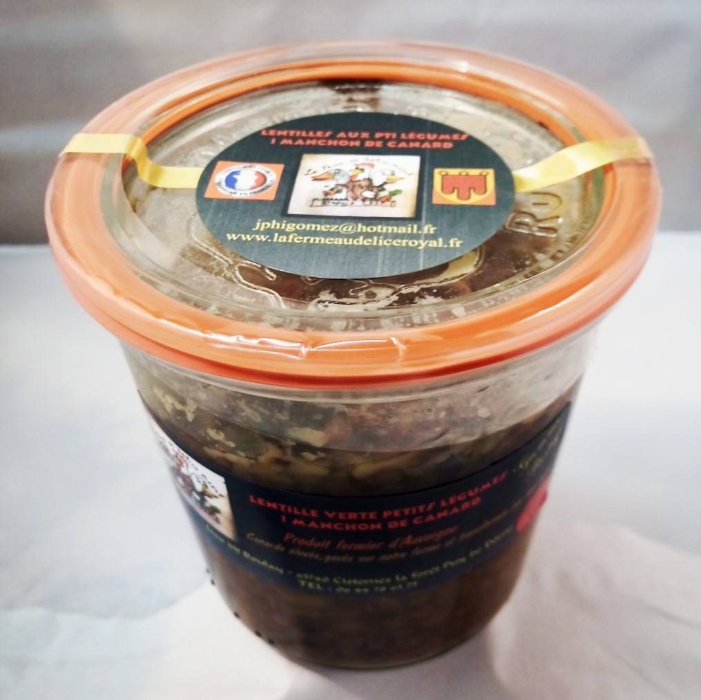 Lentilles verte petits légumes et manchon La Ferme au Délice Royal : photo du produit rappelé le 22/02/2024
