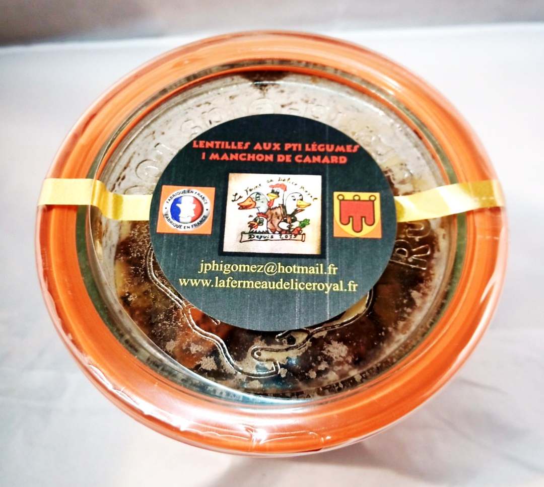 Lentilles verte petits légumes et manchon La Ferme au Délice Royal : photo 2 sur 2 du produit rappelé le 22/02/2024