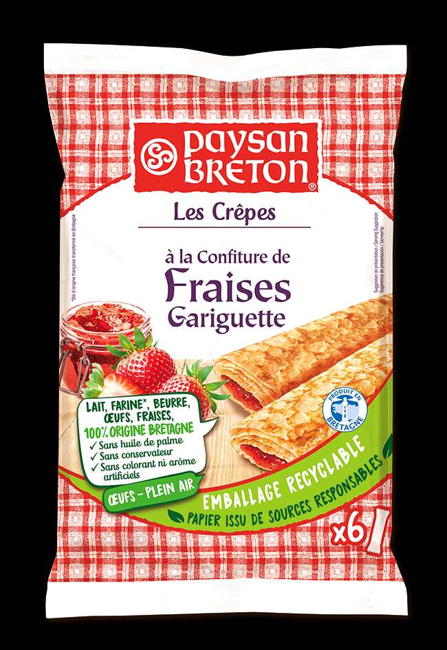 Les crêpes à la confiture de fraises gariguette - diffusion Paysan Breton : photo du produit rappelé le 03/09/2021