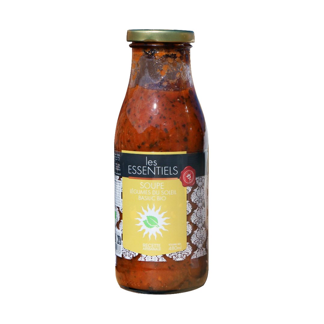 Les essentiels soupe aux légumes du soleil au basilic bio : photo du produit rappelé le 27/11/2024